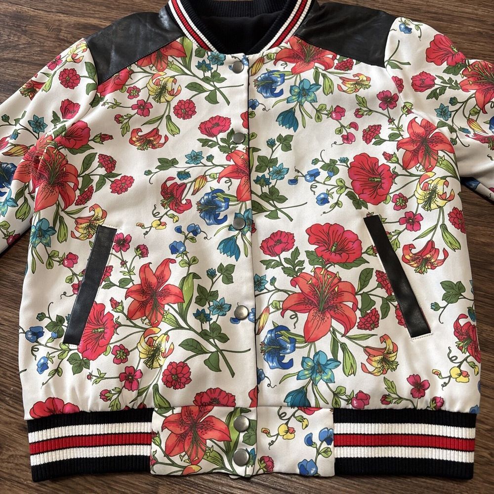 Olivia Culpo x Le Tote Collab Reversible‎ Floral Black Bomber Jacket Size XS - Picture 2 of 11